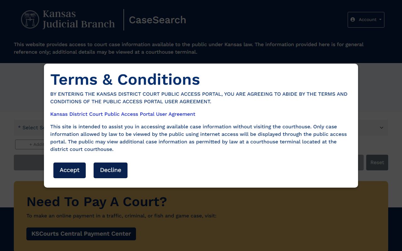 Kingman County court records after arrest Kansas Case Search portal